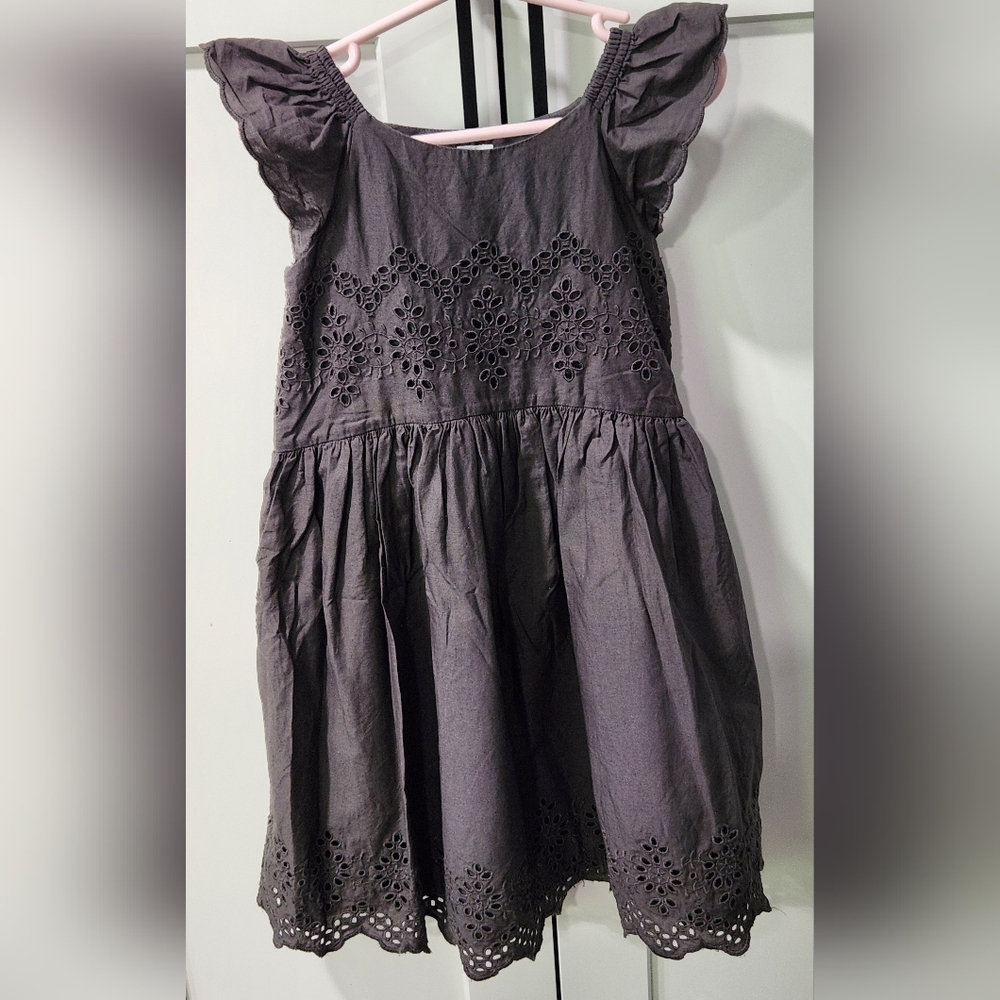 GAP Gray Lined Eyelet Kids Dress